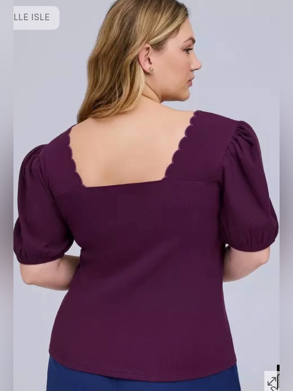 torrid Purple Square-Neck Puff Sleeve Tee - Picture 3 of 7